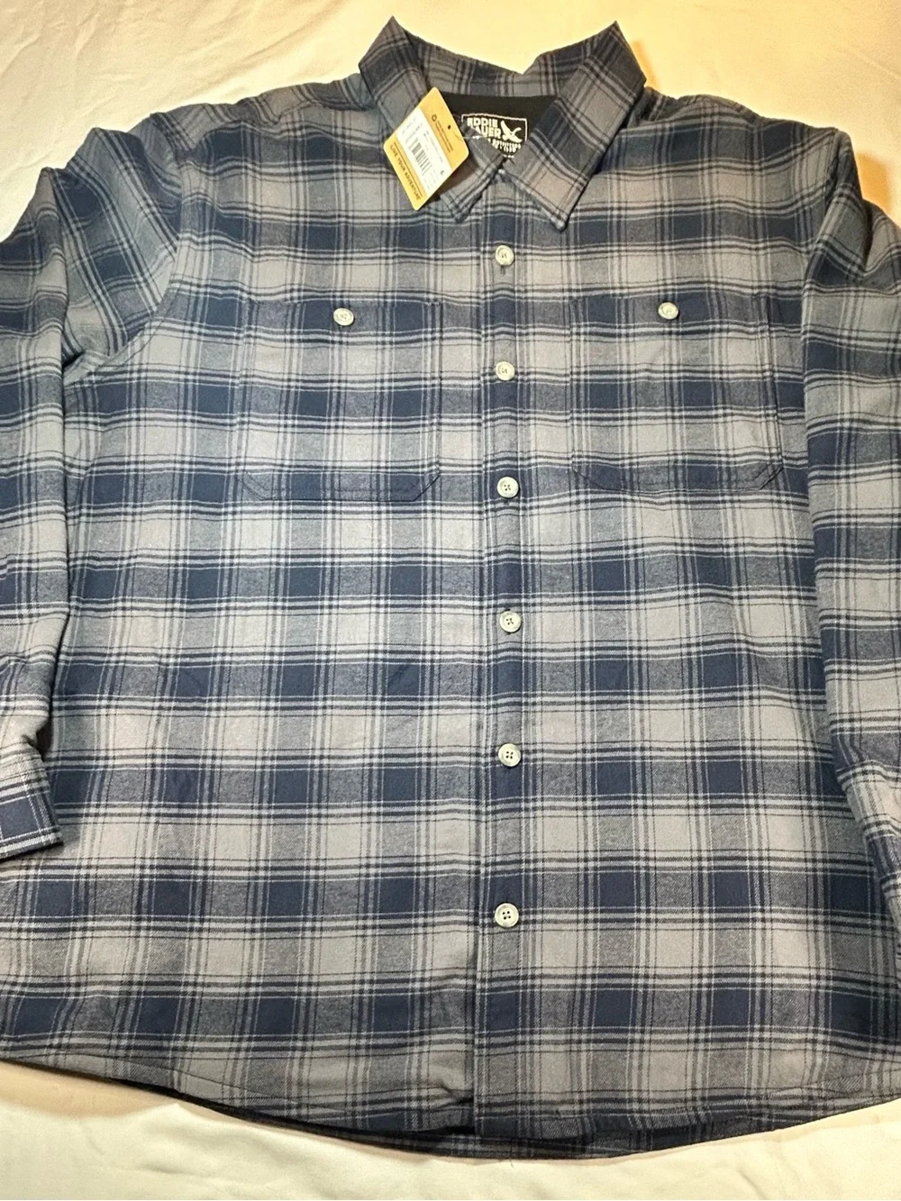 Eddie Bauer Blue and Gray Plaid Lightweight Shirt Jacket
